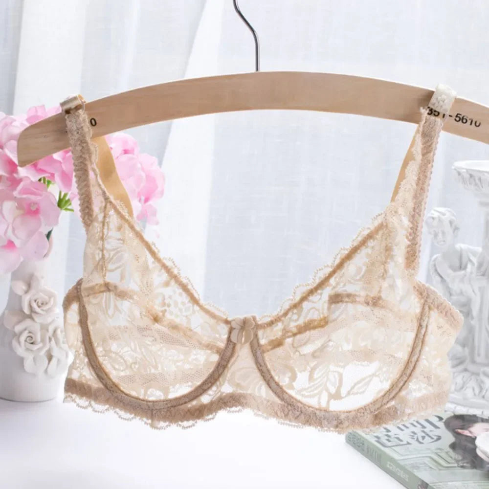 2025 Women’s Comfy Fashion Sexy Lingerie Lace Hollow Out Transparent Bra Underwire Bra Underwear Erotic Attractive Women Clothes