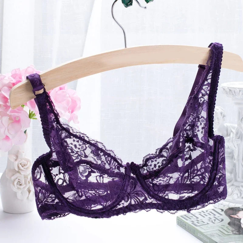 2025 Women’s Comfy Fashion Sexy Lingerie Lace Hollow Out Transparent Bra Underwire Bra Underwear Erotic Attractive Women Clothes