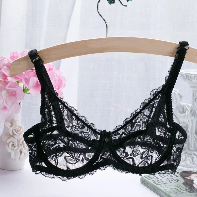 2025 Women’s Comfy Fashion Sexy Lingerie Lace Hollow Out Transparent Bra Underwire Bra Underwear Erotic Attractive Women Clothes