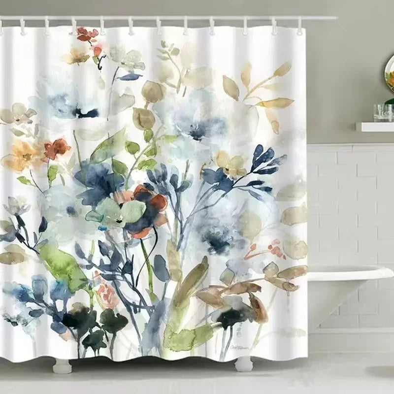 Plants Shower Curtain Waterproof Shower Curtain Polyester Fabric 3D Printing Bathroom Curtains Bathroom Decor With Hooks