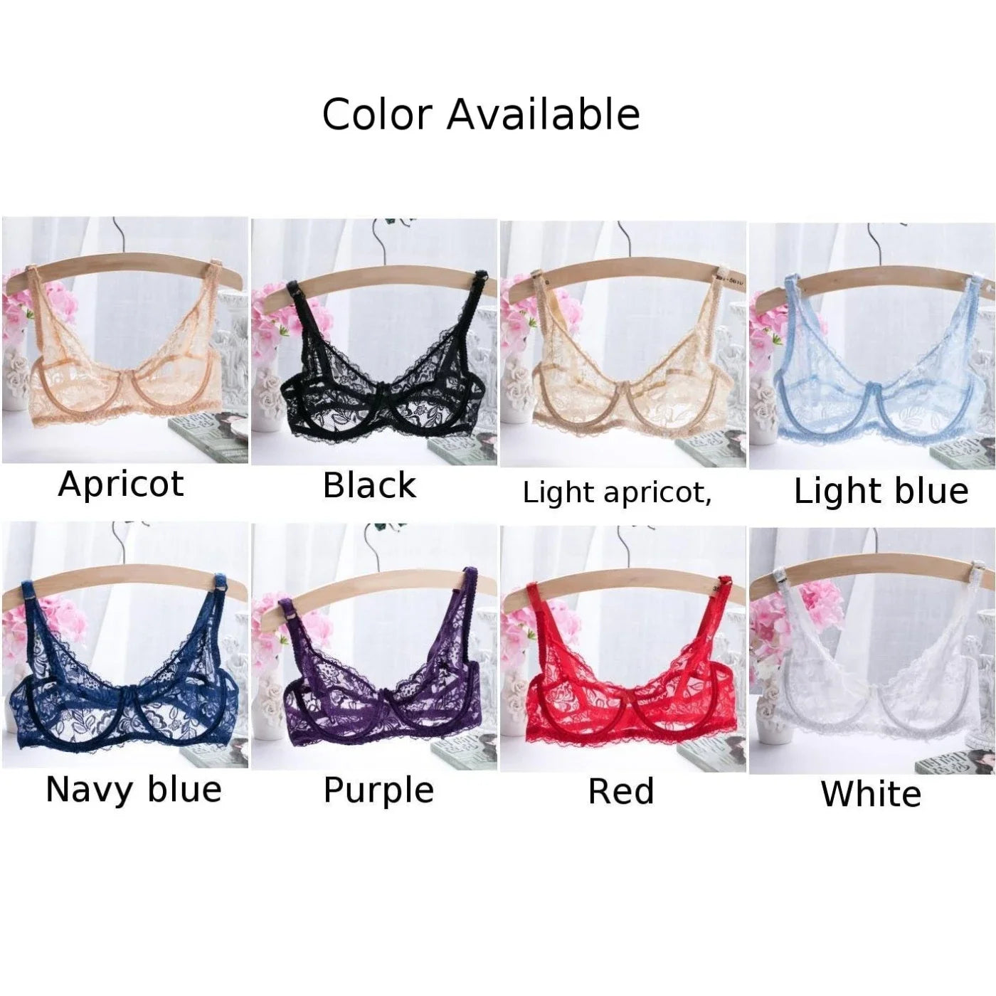 2025 Women’s Comfy Fashion Sexy Lingerie Lace Hollow Out Transparent Bra Underwire Bra Underwear Erotic Attractive Women Clothes