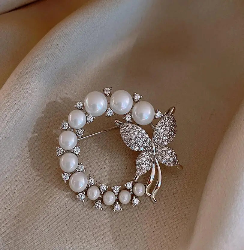 Exquisite Opal Wheat Ear Rhinestone Brooches for Women Crystal Cat’s Eye Stone Pins Suit Clothes Luxury Jewelry Accessories
