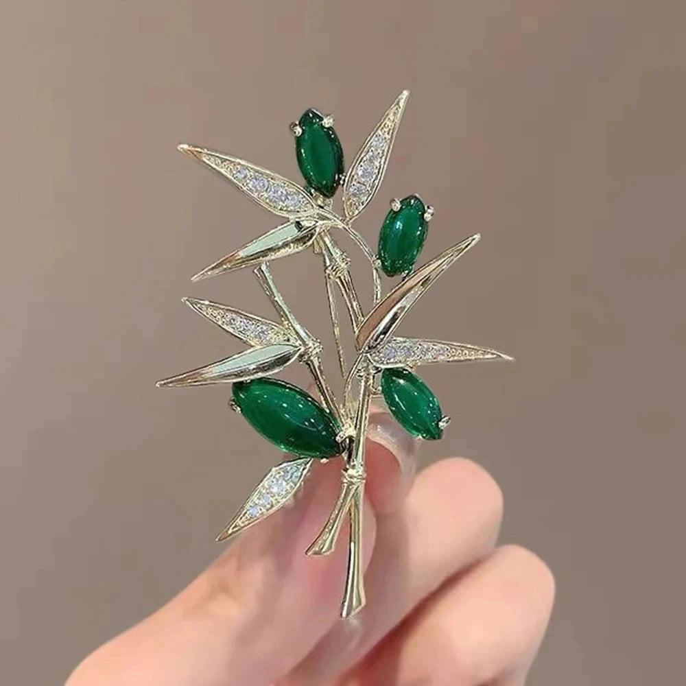 Exquisite Opal Wheat Ear Rhinestone Brooches for Women Crystal Cat’s Eye Stone Pins Suit Clothes Luxury Jewelry Accessories