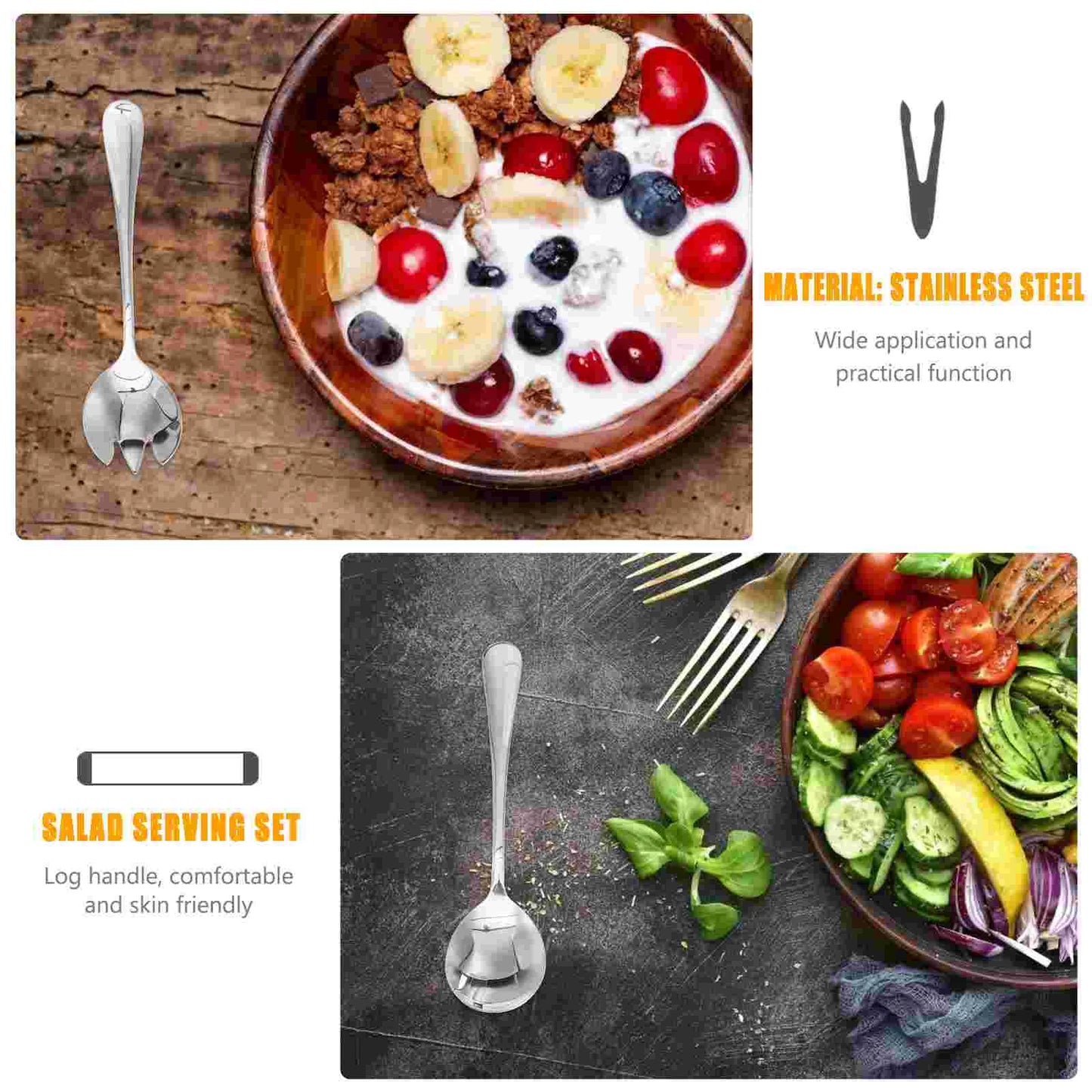 Heavy Duty Stainless Steel Salad Fork and Spoon Serving Set for Party Home Restaurant