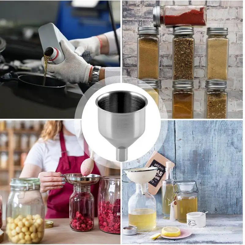 304 Stainless Steel Funnel Metal Wide Mouth Funnel With Strainer Mesh For Cooking Oil Liquid Spices Filter Kitchen Gadgets