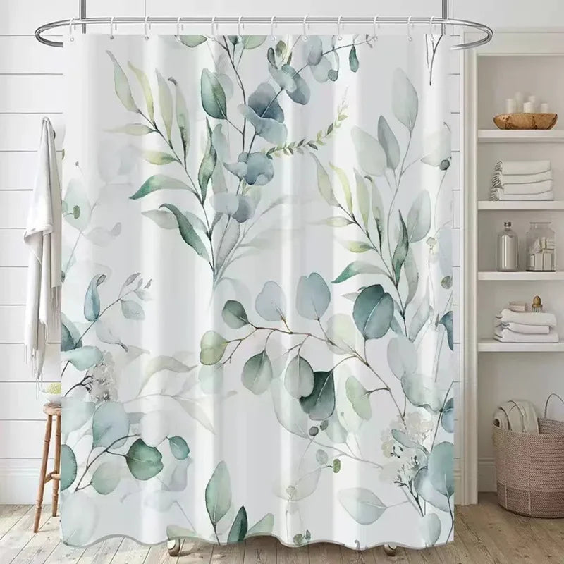Plants Shower Curtain Waterproof Shower Curtain Polyester Fabric 3D Printing Bathroom Curtains Bathroom Decor With Hooks