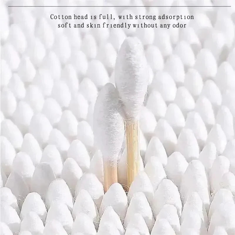200PCS Wooden Double-Ended Cotton Swabs Make-Up Cleaning Disposable Cotton Swabs Medical Household Hygiene Ear Pulling