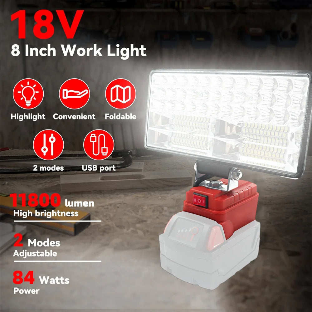 Led Light For Milwaukee 18V Li-ion Battery LED Work Light 4/5/8 inch Tool Light  Portable Emergency Flood Lamp Camping lamp