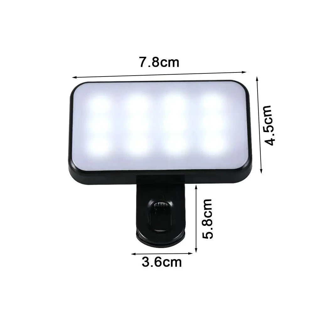 Portable Mini Selfie Fill Light Rechargeable 3 Modes Adjustable Brightness Clip On For Phone Laptop Tablet Meeting Make Up