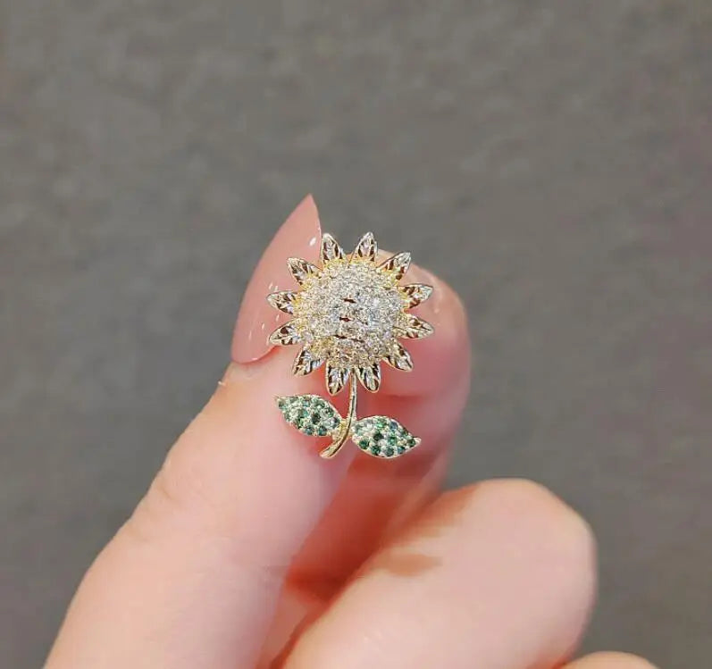 Exquisite Opal Wheat Ear Rhinestone Brooches for Women Crystal Cat’s Eye Stone Pins Suit Clothes Luxury Jewelry Accessories